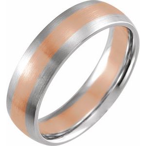 14K White/Rose/White Gold 6 Mm Polished Comfort-Fit Band Size 7.5