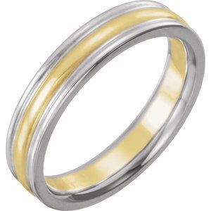 10K White/Yellow/White Gold  4 Mm Polished Comfort-Fit Band Size 7