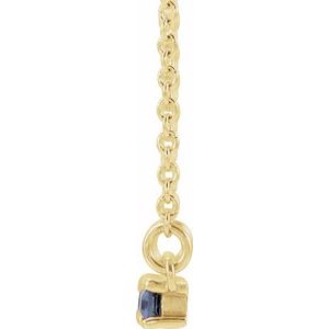 14K Yellow Gold Straight Baguette 4 X 2Mm G-H I1 Natural Tanzanite And 1/6 Ctw Natural Diamond Bar Necklace, Length: 18 In