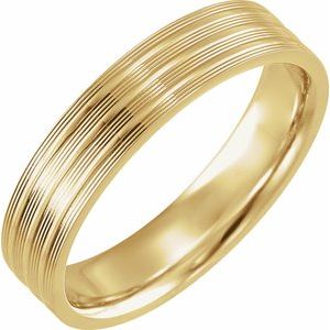 14K Yellow Gold 5 Mm Polished Comfort-Fit Grooved Band Size 10