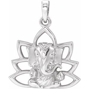 Sterling Silver 19.3 X 15.7 Mm Polished Ganesha Pendant