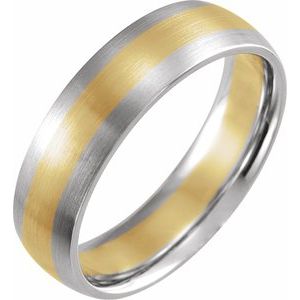14K White/Yellow/White Gold 6 Mm Polished Comfort-Fit Band Size 9.5