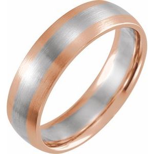 14K Rose/White/Rose Gold 6 Mm Polished Comfort-Fit Band Size 8.5