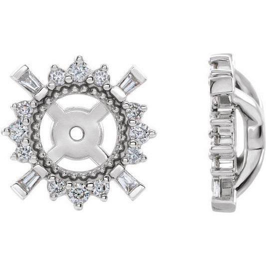 14K White Gold 4.9 Mm Polished 1/6 Ctw Natural Diamond Earrings Jackets