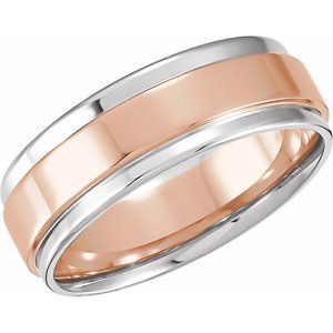 14K White/Rose/White Gold Or Sterling Silver 7.5 Mm Polished Comfort-Fit Flat Edge Band
