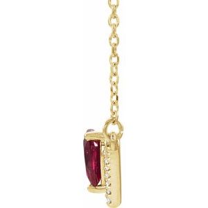 14K Yellow Gold Pear 6 X 4Mm G-H I1 Natural Ruby And .06 Ctw Natural Diamond Necklace, Length: 16 In