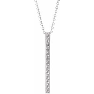 14K White Gold 26.4 X 2.1 Mm 16-18 In Polished Sculptural-Inspired Vertical Bar Necklace