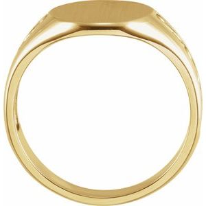 14K Yellow Gold Oval 15.36 X 13 Mm Brush Polished Signet Ring Size 11