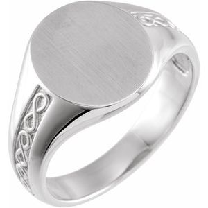Sterling Silver Oval 15.36 X 13 Mm Brush Polished Signet Ring Size 11