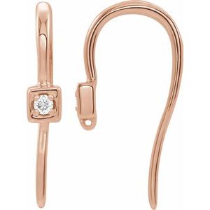 14K Rose Gold Round 1.4 Mm .015 Ct Natural Diamond Earring Top