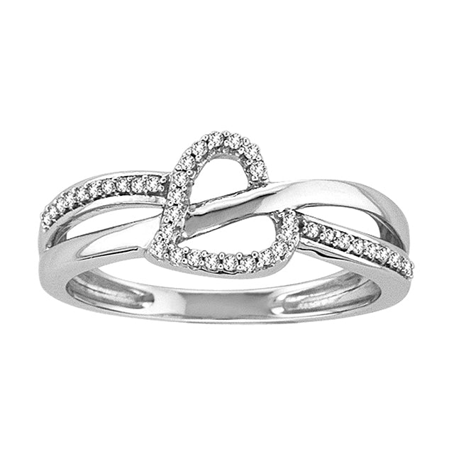 10K White Gold 0.12 Cttw Diamond Ladies Heart Ring