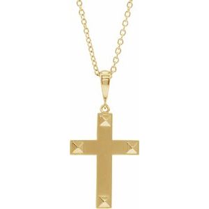 14K Yellow Gold 27.3 X 18 Mm 18 In Polished Cross Necklace