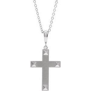 14K White Gold 27.3 X 18 Mm 18 In Polished Cross Necklace