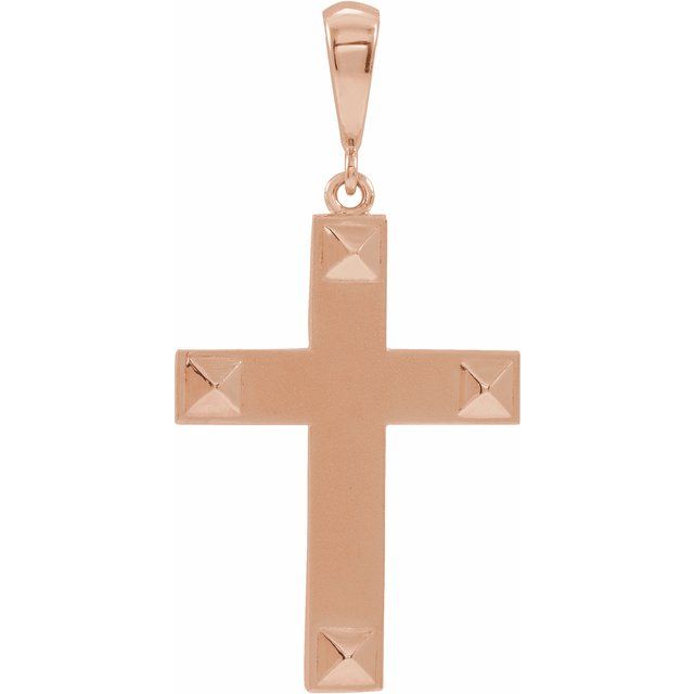 14K Rose Gold 27.3 X 18 Mm Polished Cross Pendant