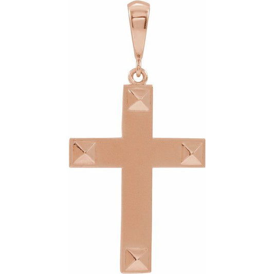 14K Rose Gold 27.3 X 18 Mm Polished Cross Pendant