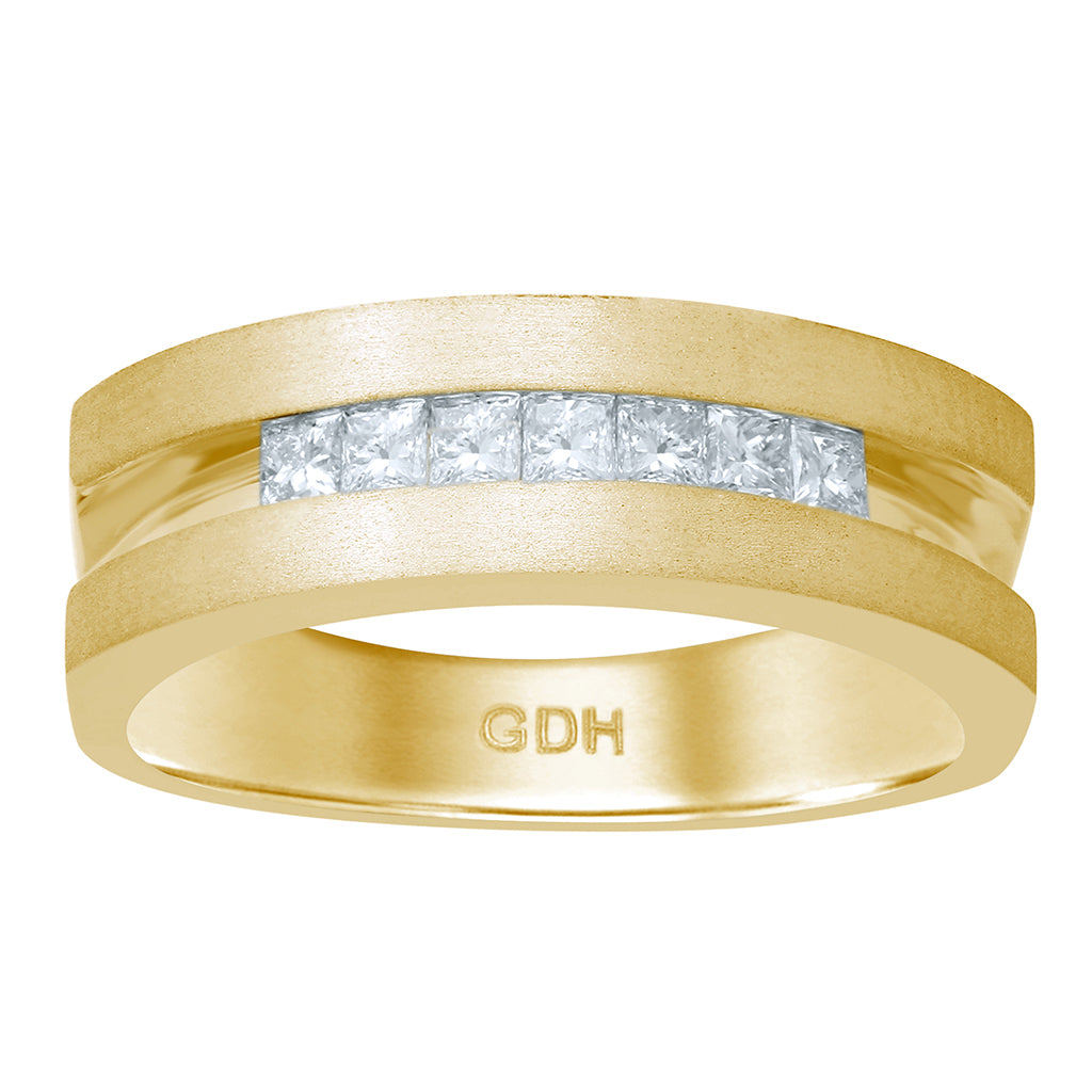 14K Yellow Gold 0.46-0.56 Cttw Diamond Mens Band