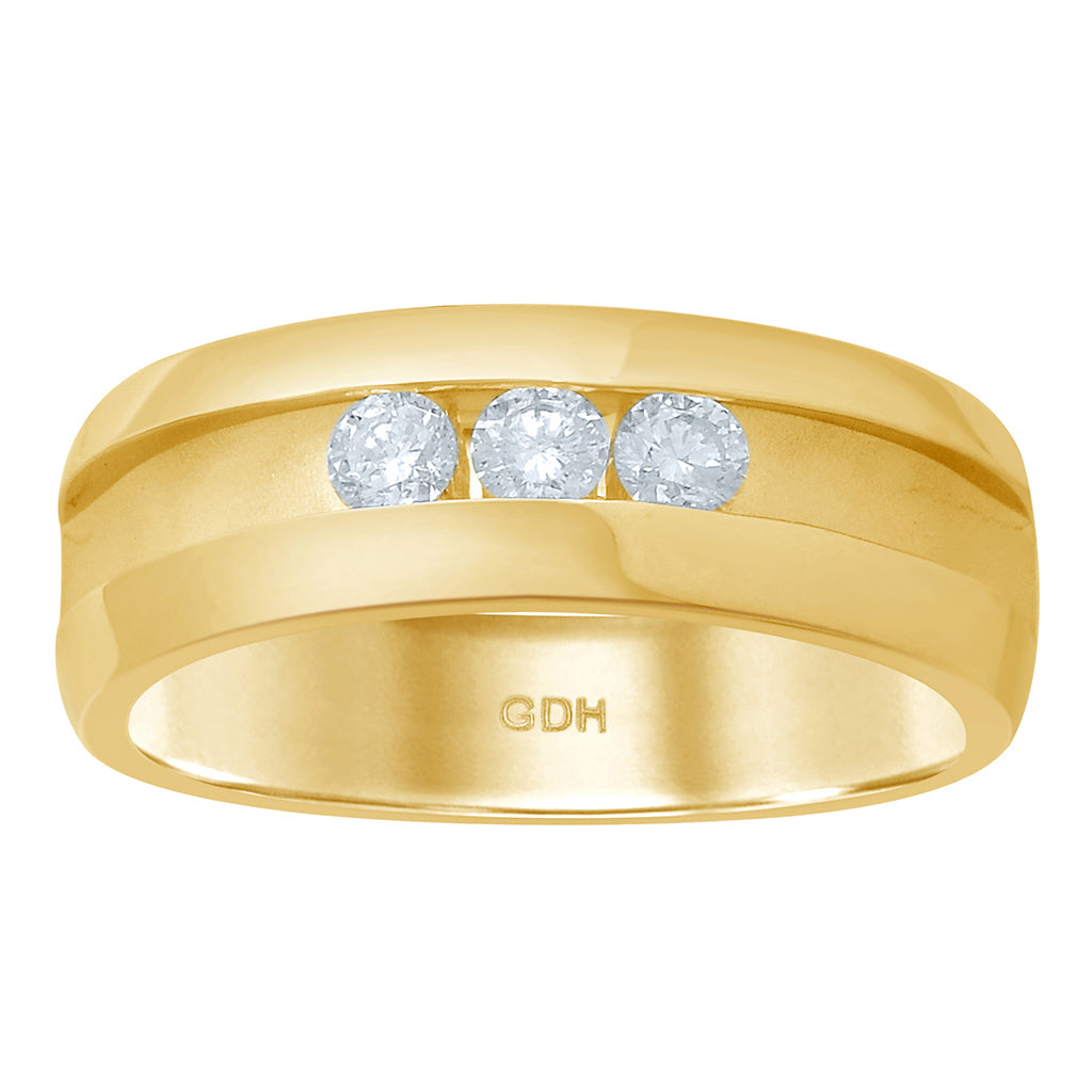 14K Two Tone Gold 0.46-0.52 Cttw Diamond Mens Band
