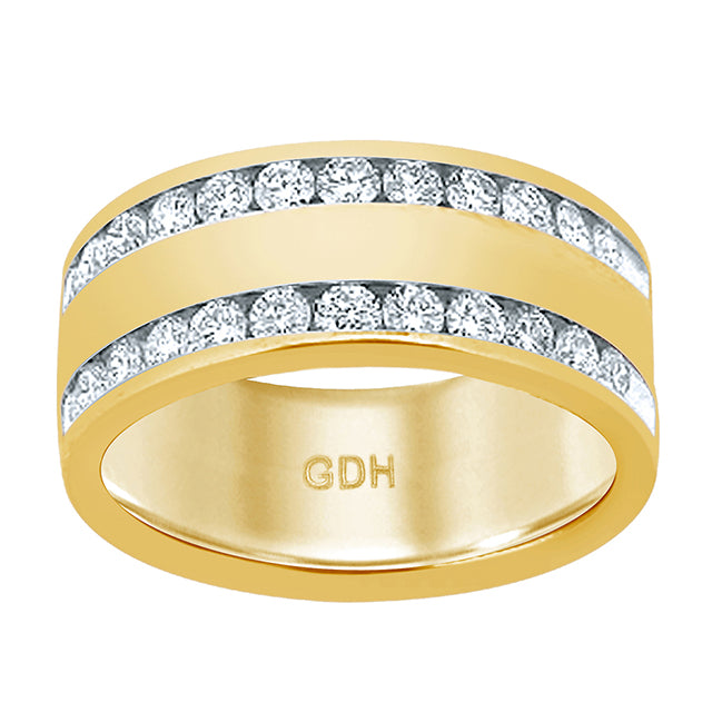 14K Yellow Or White Gold Diamond Mens Bands