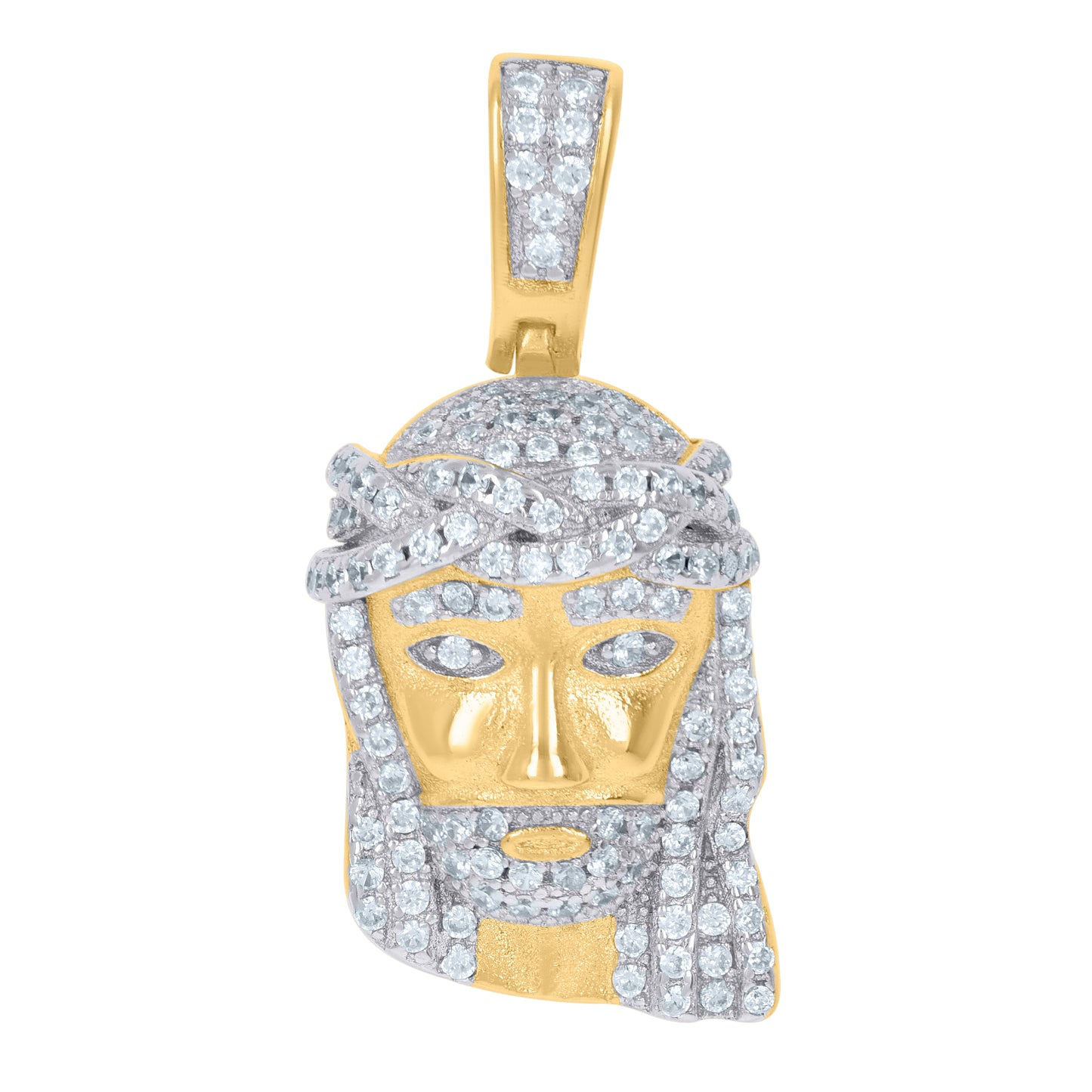 Sterling Silver Or Yellow-Tone Mens Cubic Zirconia Jesus Religious Charm Pendant