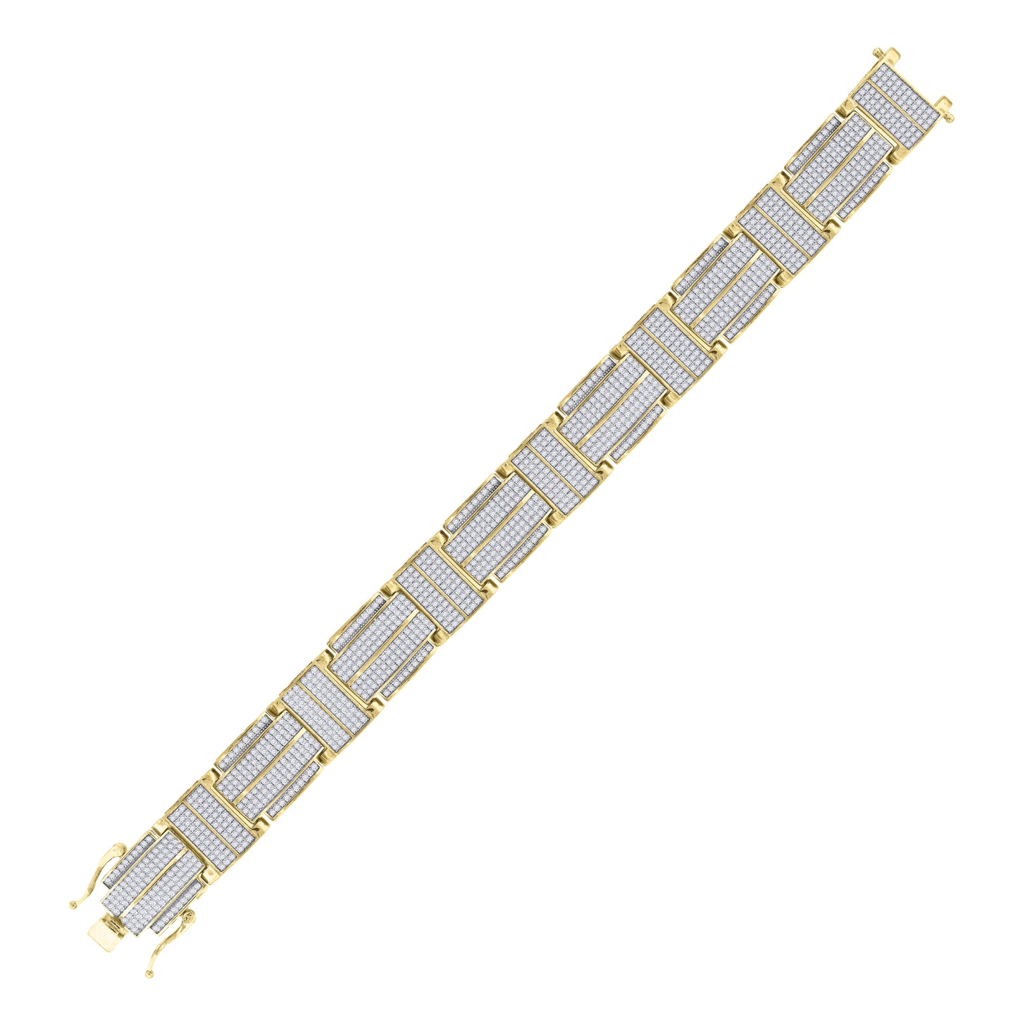 Sterling Silver Unisex Micropave Cubic Zirconia I-Link Bracelet