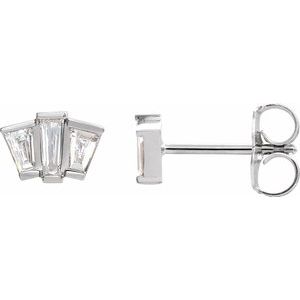 14K White Gold Tapered Baguette 4 X 1.75 X 1.25 Mm 1/3 Ctw Natural Diamond Geometric Cluster Earrings
