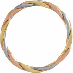 14K White/Yellow/Rose Gold 3.5 Mm Polished Hand-Woven Band Size 5