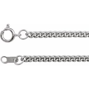 Sterling Silver Spring Ring Curb Chain, Length: 18 In, Width: 2.25 Mm