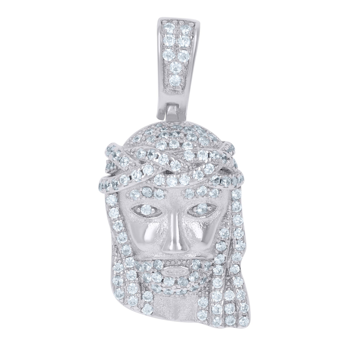 Sterling Silver Or Yellow-Tone Mens Cubic Zirconia Jesus Religious Charm Pendant