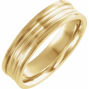 14K Yellow Gold Comfort-Fit Grooved Band Size 10