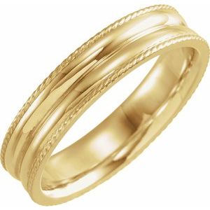 14K Yellow Gold Comfort-Fit Rope Edge Grooved Band Size 9
