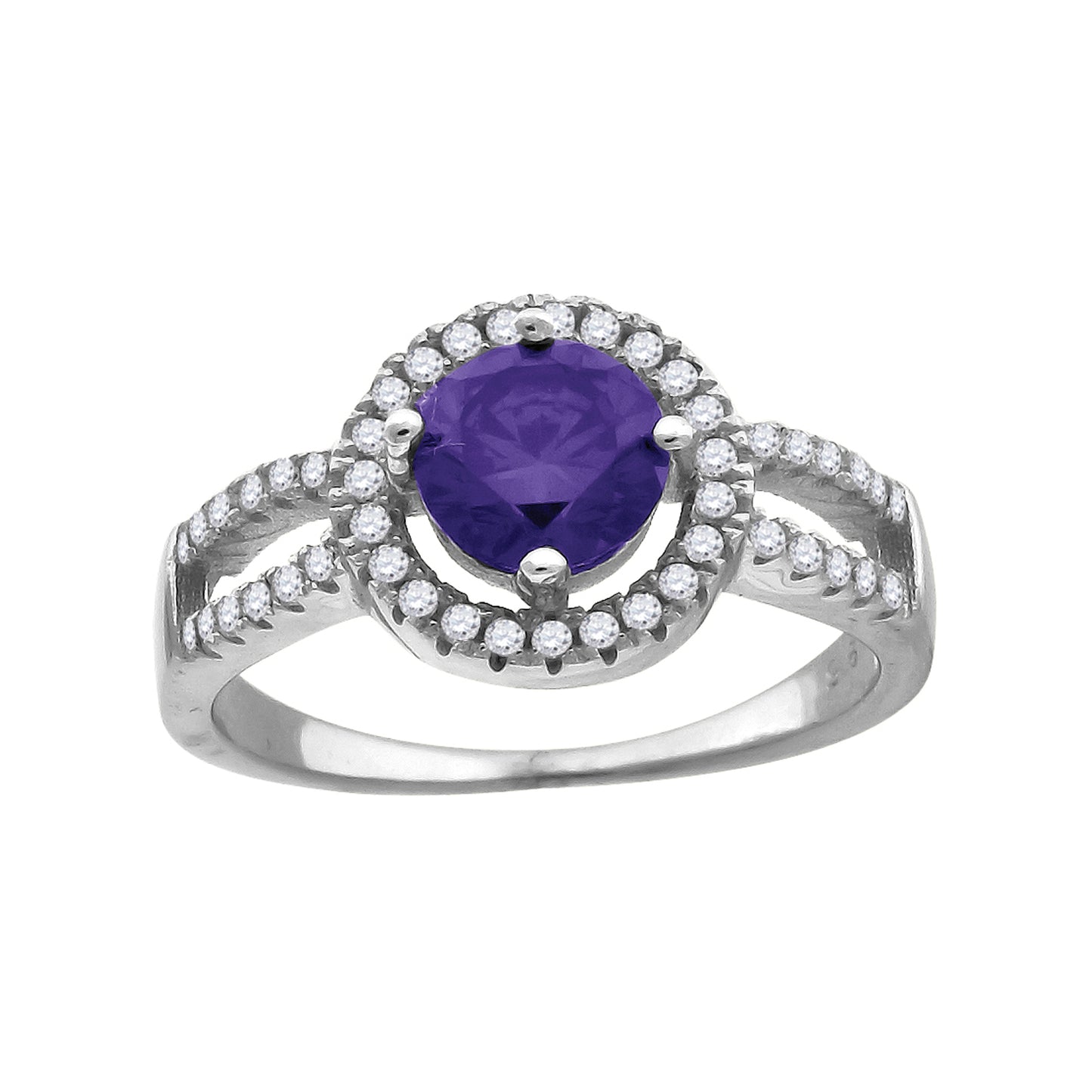 Sterling Silver Women's Purple Cubic Zirconia Fancy Bridal Anniversary Wedding Engagement Band Ring