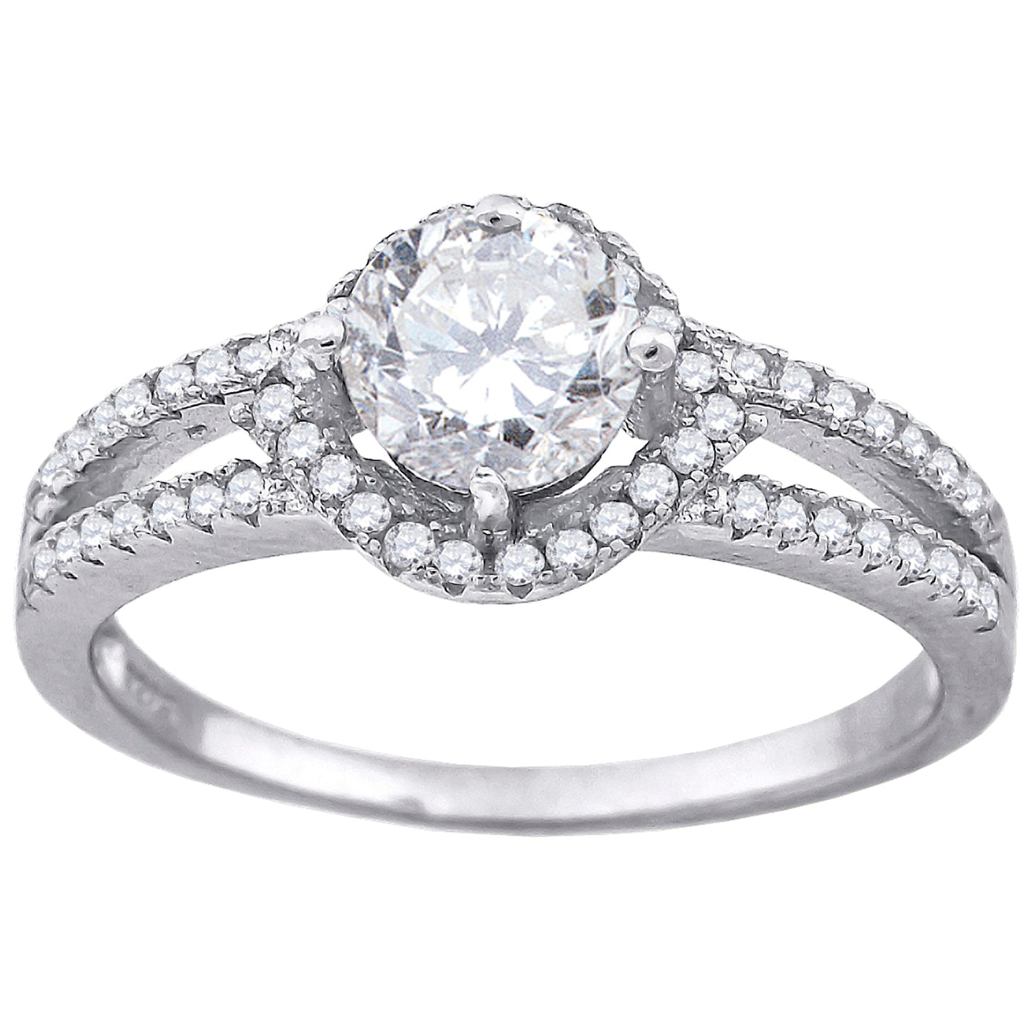 Sterling Silver Womens Cubic Zirconia Fashion Bridal Anniversary Wedding Engagement Band Ring