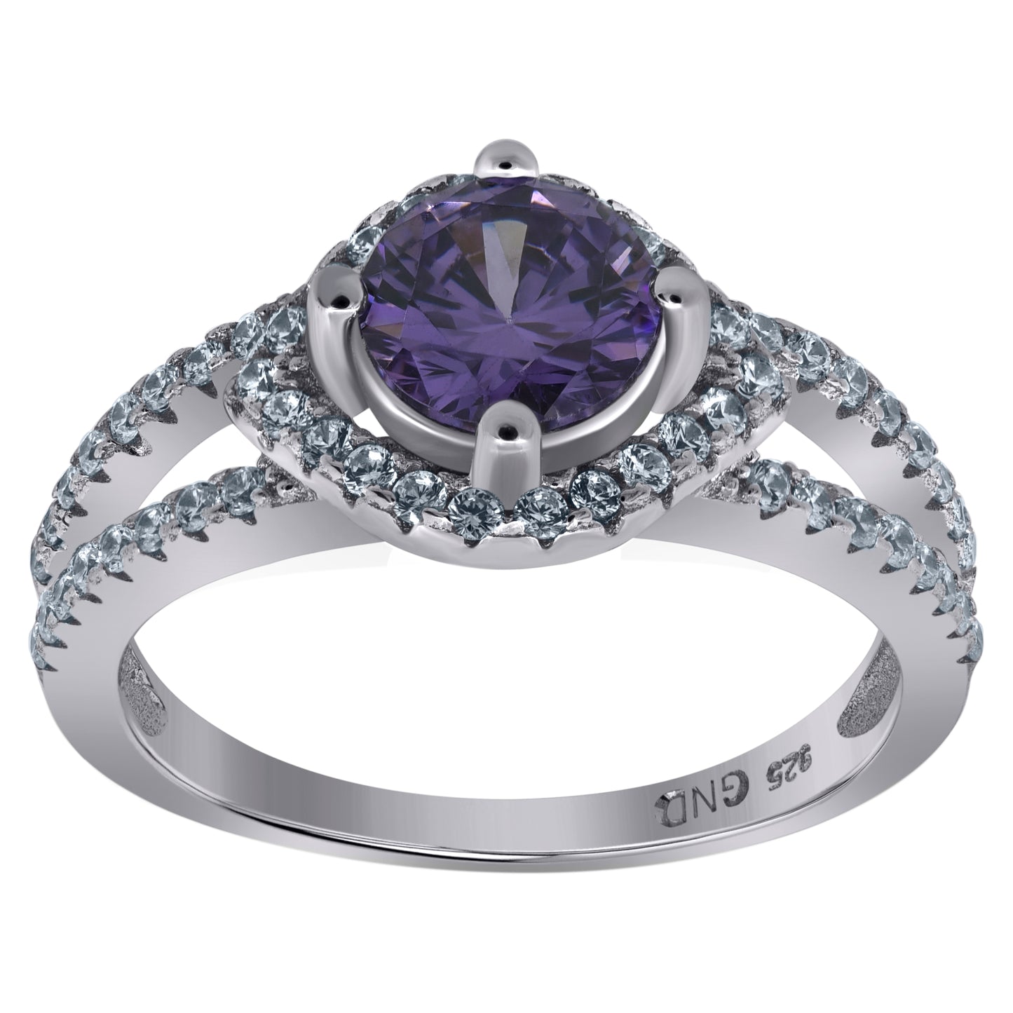 Sterling Silver Womens White Purple Cubic Zirconia Bridal Anniversary Wedding Engagement Band Ring