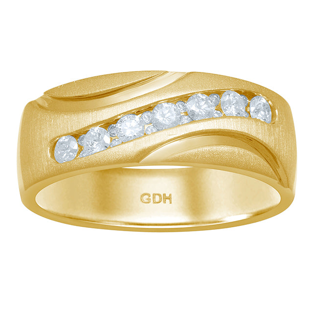 14K Yellow Gold 0.46-0.52 Cttw Diamond Mens Band
