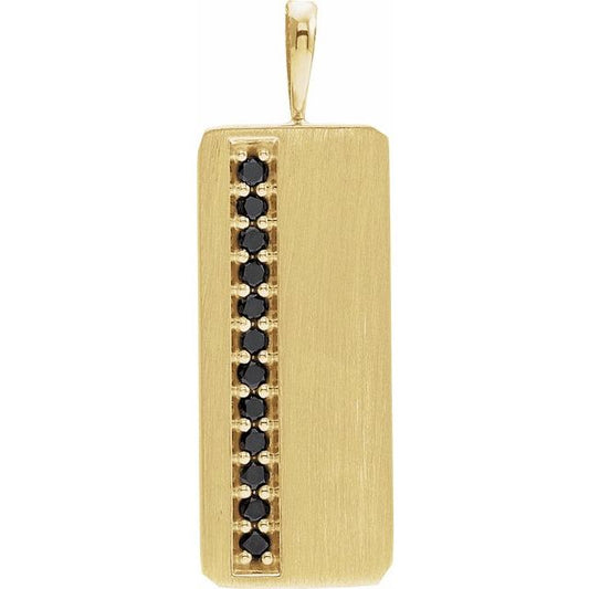 14K Yellow Gold Round 1.5Mm Opaque, Black Semi-Polished 1/5 Ctw Natural Black Diamond Pendant