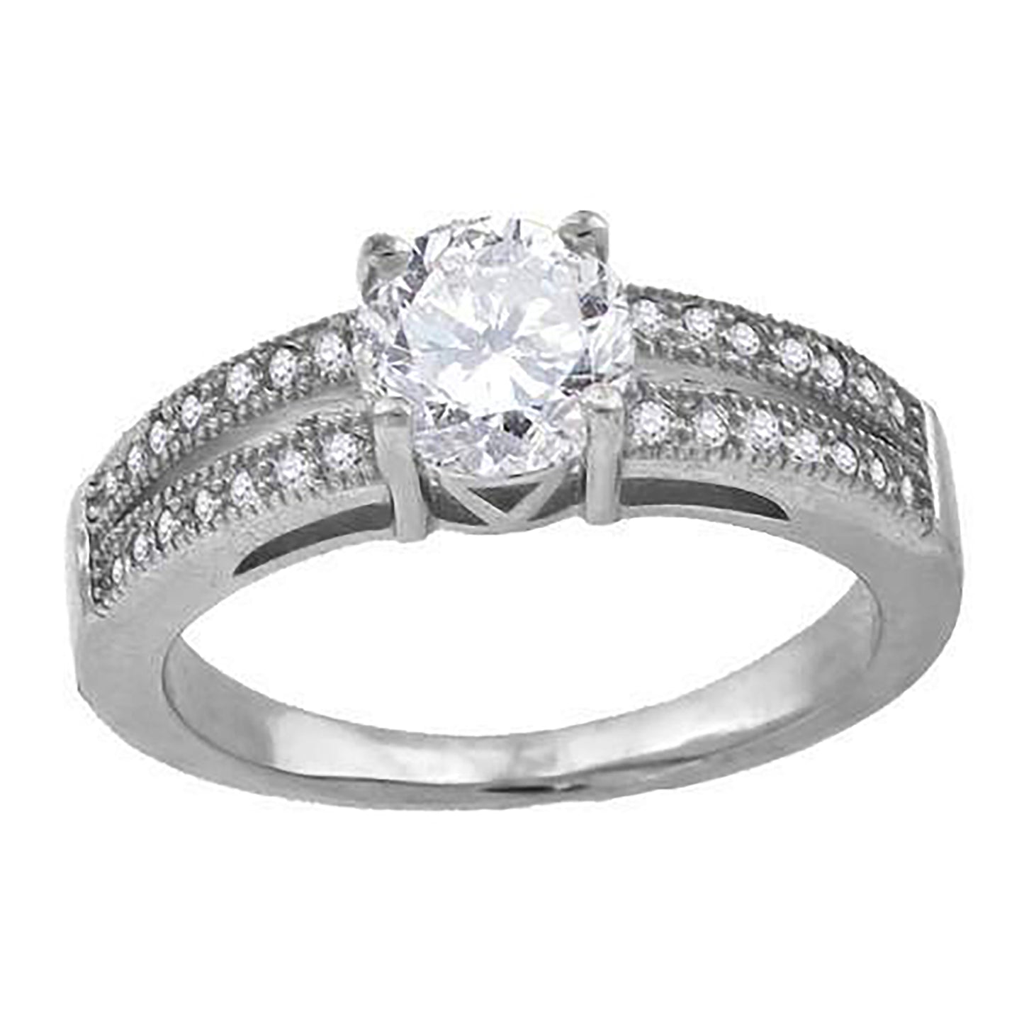 Sterling Silver Womens Cubic-Zirconia Bridal Anniversary Engagement Wedding Ring