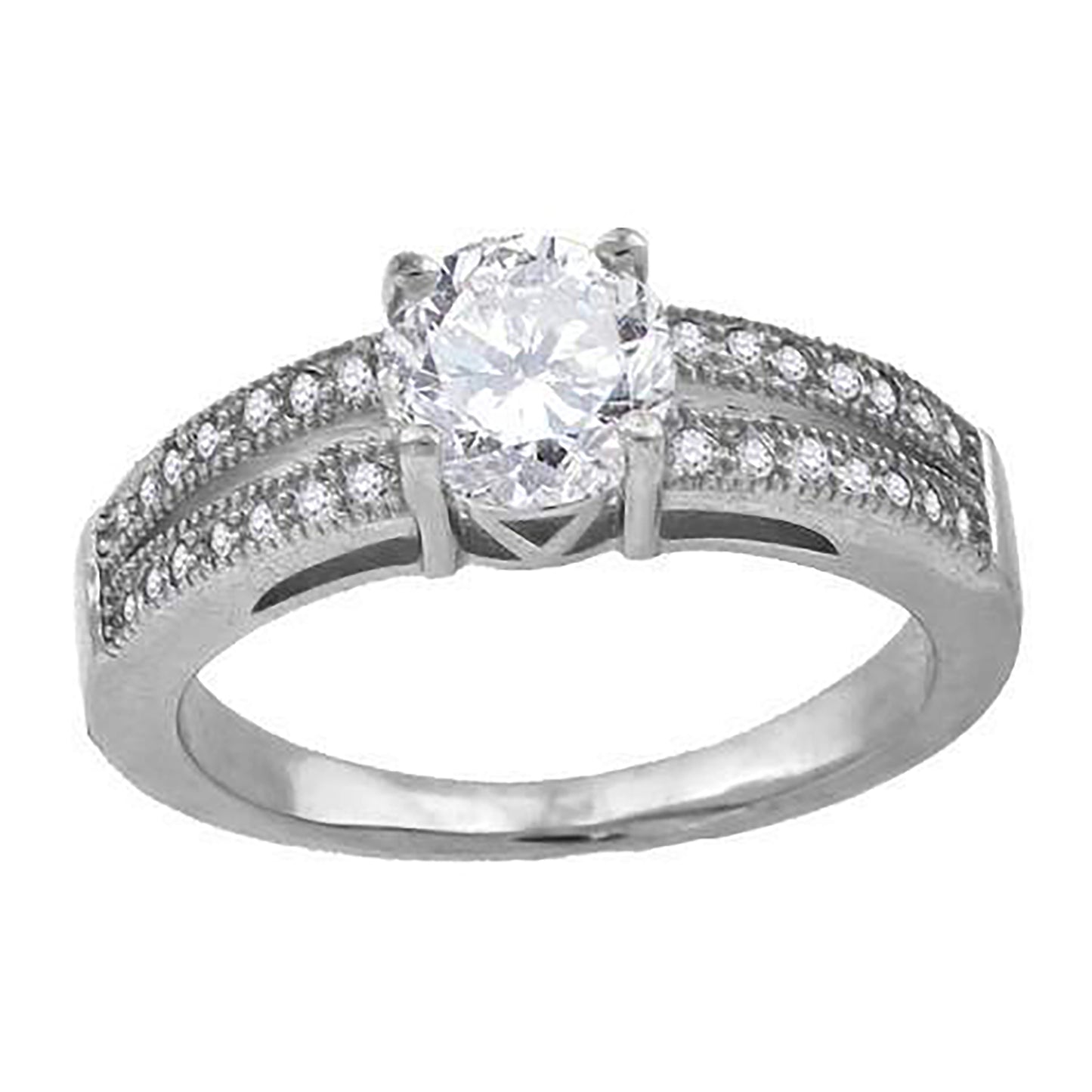 Sterling Silver Womens Cubic-Zirconia Bridal Anniversary Engagement Wedding Ring