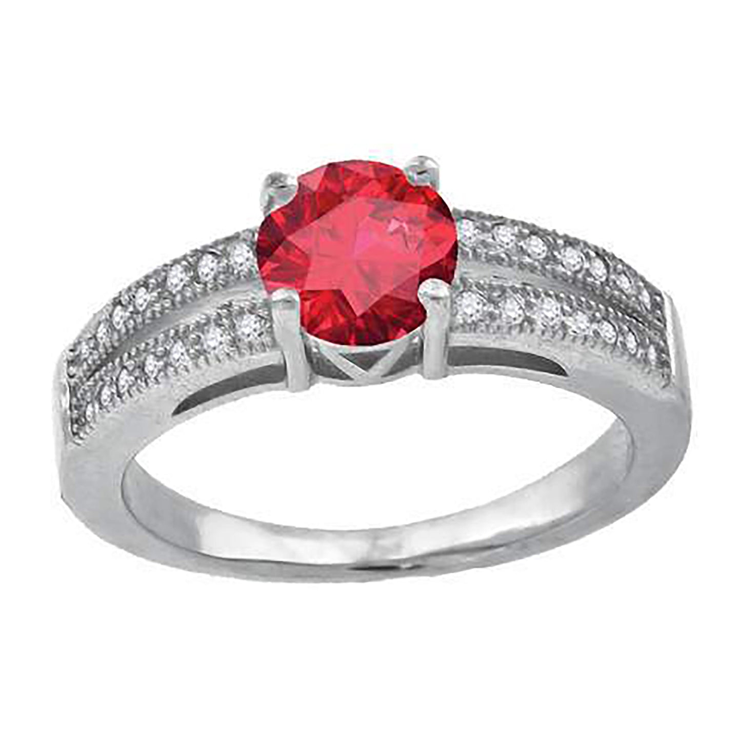 Sterling Silver Womens Red Cubic Zirconia Fancy Bridal Anniversary Wedding Engagement Band Ring