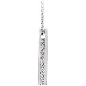 14K White Gold 24.63 X 4.97 Mm 24 In Polished Engravable Sculptural Necklace