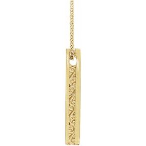 14K Yellow Gold 24.63 X 4.97 Mm 16-18 In Polished Engravable Sculptural Necklace