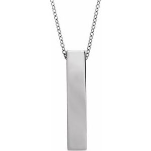 14K White Gold 24.63 X 4.97 Mm 24 In Polished Engravable Sculptural Necklace