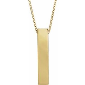 14K Yellow Gold 24.63 X 4.97 Mm 16-18 In Polished Engravable Sculptural Necklace