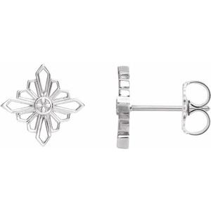 Sterling Silver Pair Friction Backs Vintage-Inspired Geometric Earrings