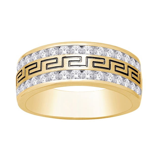 14K Yellow Gold 0.98-1.02 Cttw Diamond Mens Bands Ring