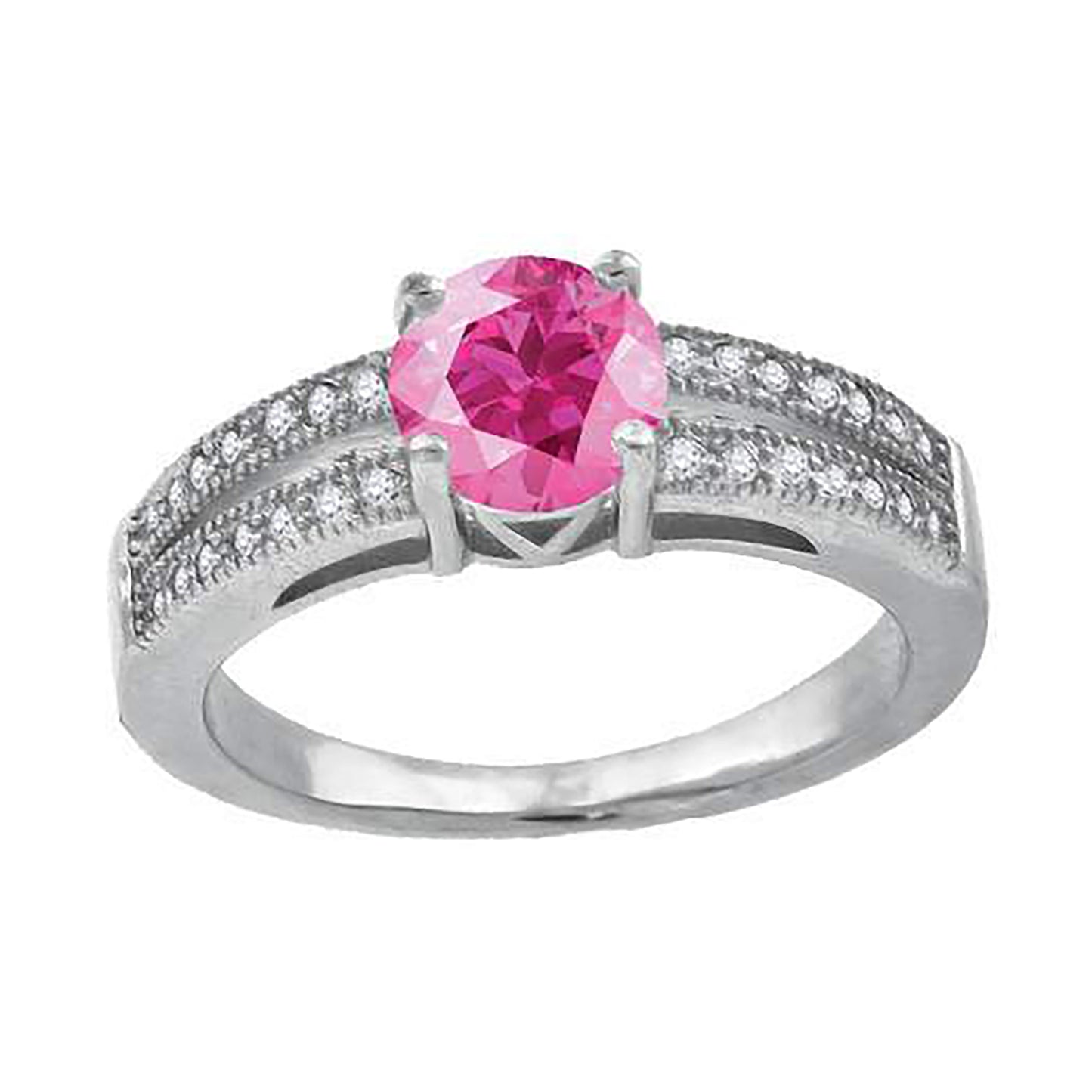 Sterling Silver Womens Pink Cubic Zirconia Fancy Bridal Anniversary Wedding Engagement Band Ring