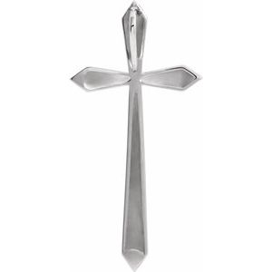 14K White Gold 37.97 X 18.45 Mm Polished Elongated Cross Pendant