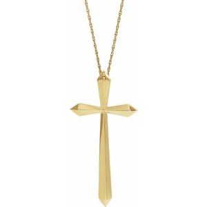14K Yellow Gold 37.97 X 18.45 Mm 20 In Polished Elongated Cross Necklace