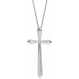 Sterling Silver 37.97 X 18.45 Mm 20 In Polished Elongated Cross Necklace