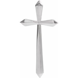 14K White Gold 37.97 X 18.45 Mm Polished Elongated Cross Pendant