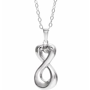 Sterling Silver 33.6 X 12.4 Mm 18 In Polished Infinite Love Ash Holder Necklace
